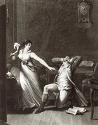 Illustration aus „Die Leiden des jungen Werthers“ von Johann Wolfgang Goethe (1749-1832), gestochen von Jean Baptiste Simonet (1742-1813)